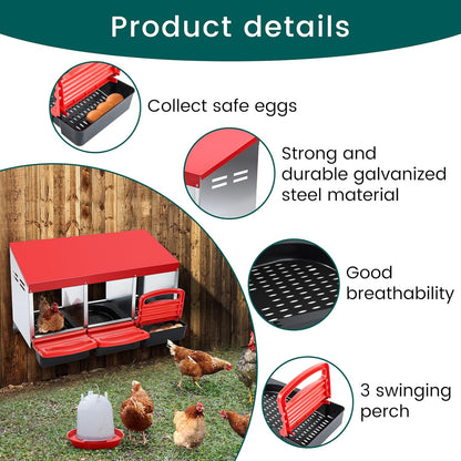 Nesting Box Chicken Hen Roll Away Laying Nest Boxes Chook Brooder 6 Compartment