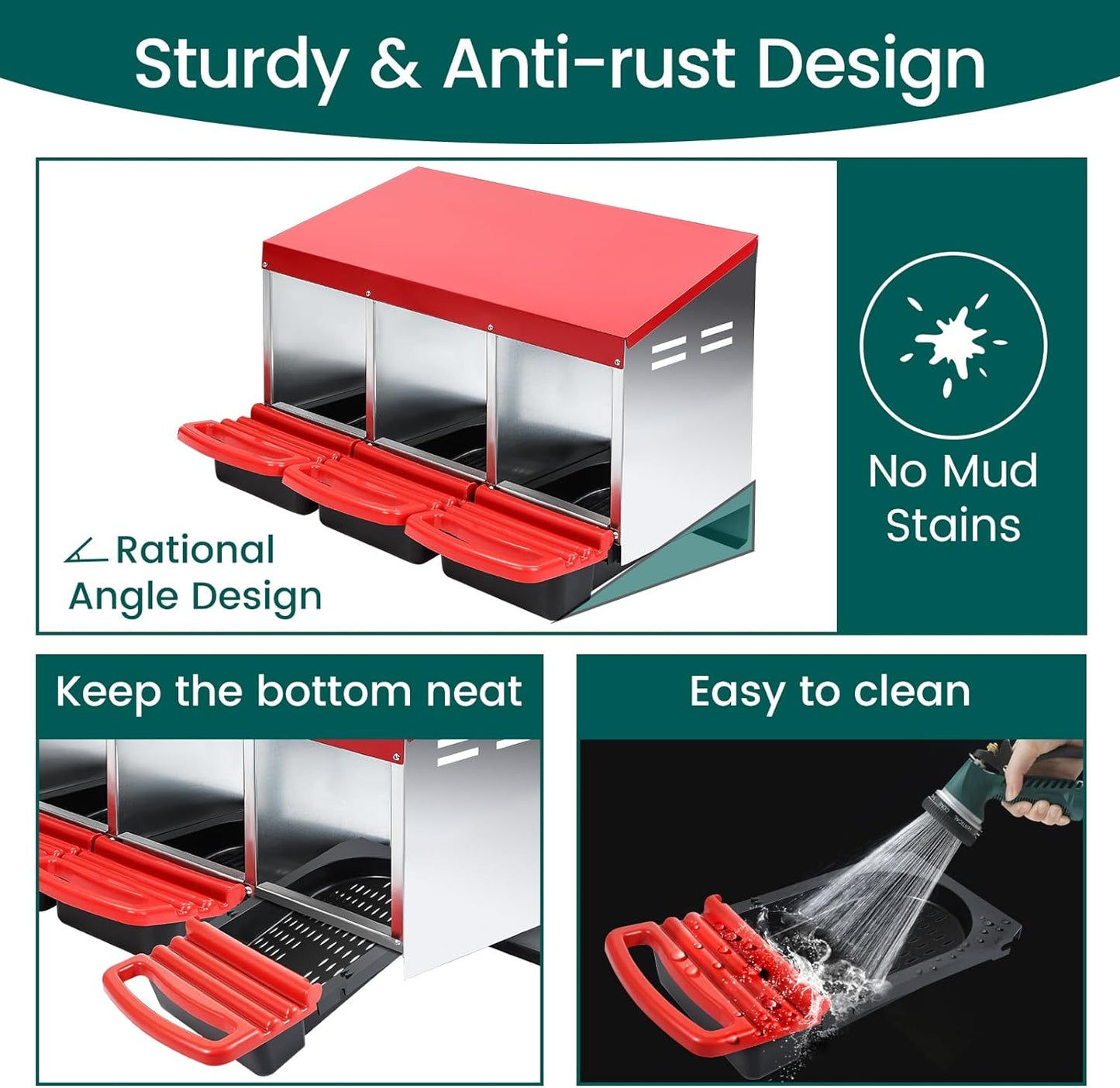 Nesting Box Chicken Hen Roll Away Laying Nest Boxes Chook Brooder 6 Compartment