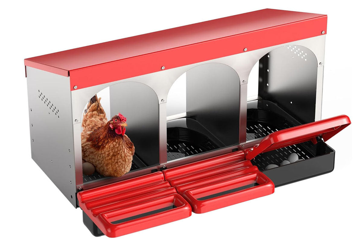 Nesting Box Chicken Hen Roll Away Laying Nest Boxes Chook Brooder 6 Compartment