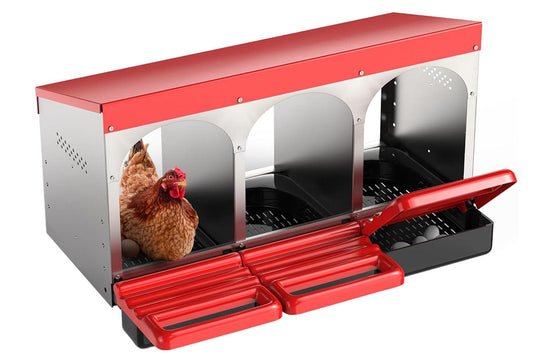 Nesting Box Chicken Hen Roll Away Laying Nest Boxes Chook Brooder 6 Compartment