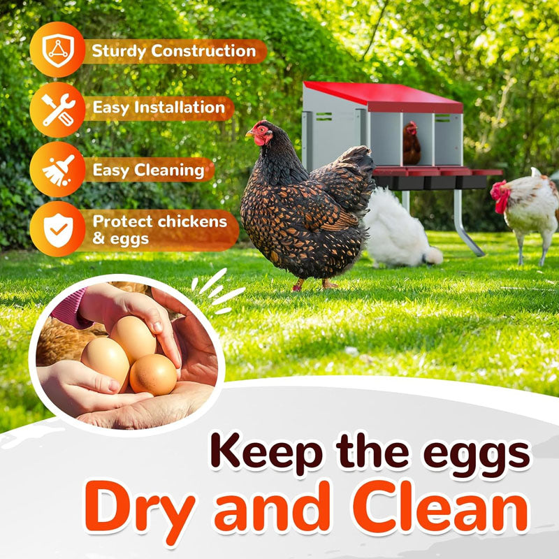 Nesting Box Chicken Hen Roll Away Laying Nest Boxes Chook Brooder 6 Compartment