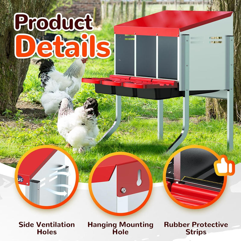 Nesting Box Chicken Hen Roll Away Laying Nest Boxes Chook Brooder 6 Compartment