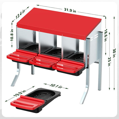 Nesting Box Chicken Hen Roll Away Laying Nest Boxes Chook Brooder 6 Compartment