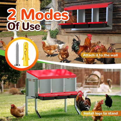 Nesting Box Chicken Hen Roll Away Laying Nest Boxes Chook Brooder 6 Compartment