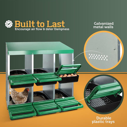 Nesting Box Chicken Hen Roll Away Laying Nest Boxes Chook Brooder 6 Compartment