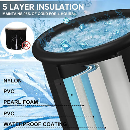 Portable Ice Bath Tub 300L Inflatable Hot Bathtub SPA Massage Athletes Outdoor