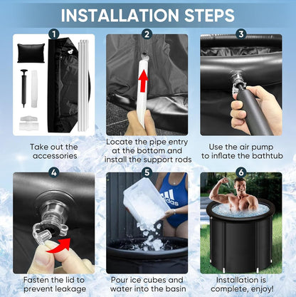 Portable Ice Bath Tub 300L Inflatable Hot Bathtub SPA Massage Athletes Outdoor