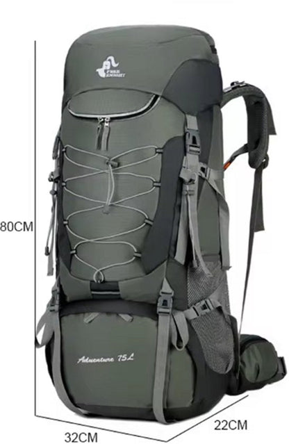 75L Camping & Hiking Backpack – Outdoor Travel Mountaineering Pack with Rain Cover ZYQS11710