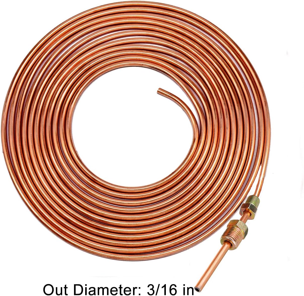 Brake Line Tubing Kit 3/16" OD 25 FT Coil Roll with Fittings