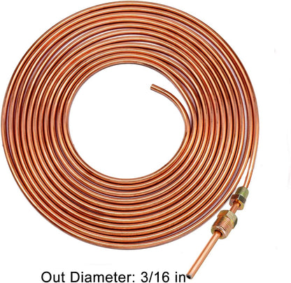 Brake Line Tubing Kit 3/16" OD 25 FT Coil Roll with Fittings