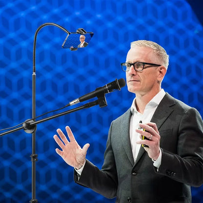 Microphone Stand with Phone Clip Gear Design Gooseneck Tube Height-Adjustable