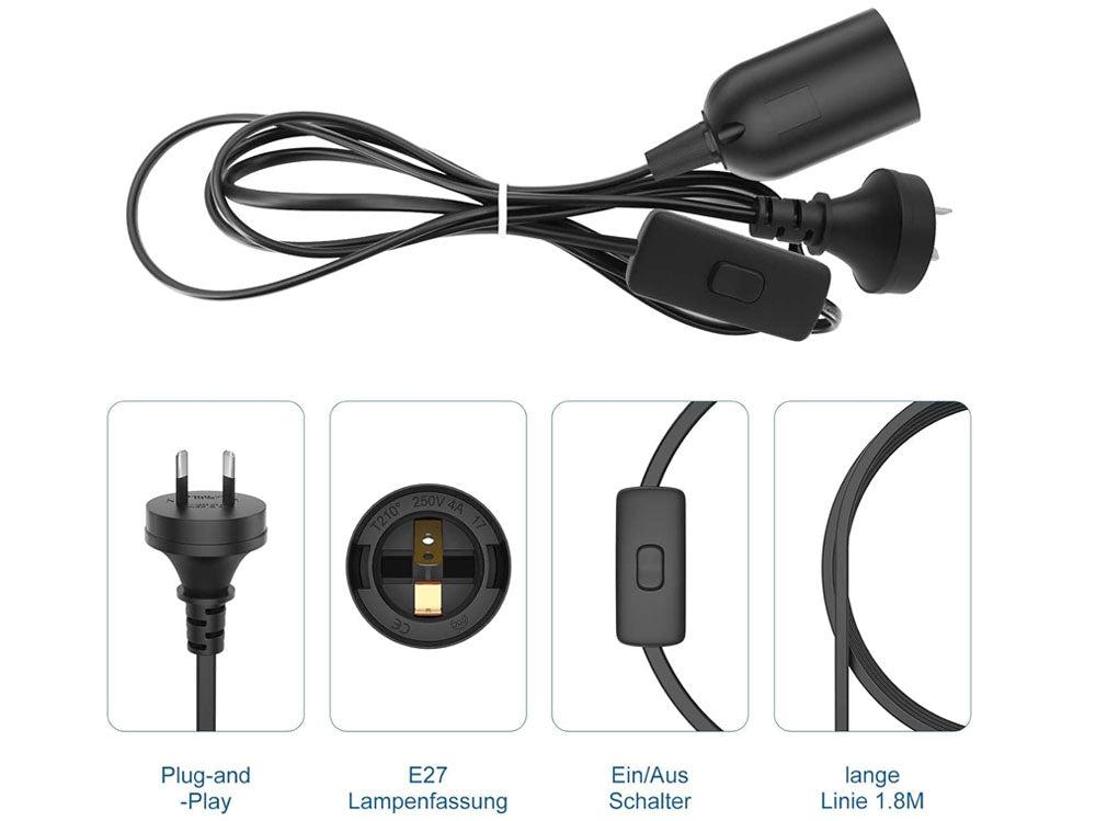 1PC E27 Socket With Wire Lamp Holder For Bulb With Power Cord Electrical Outlet