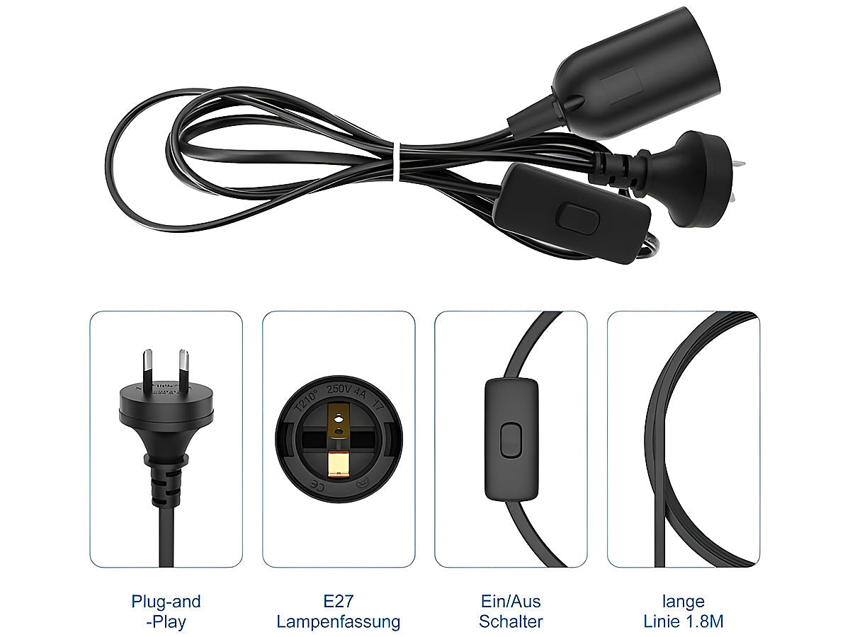 1PC E27 Socket With Wire Lamp Holder For Bulb With Power Cord Electrical Outlet