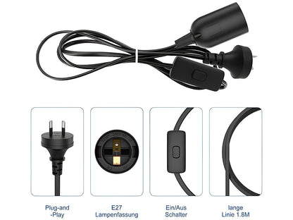 1PC E27 Socket With Wire Lamp Holder For Bulb With Power Cord Electrical Outlet