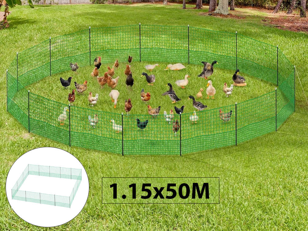 50M Chicken Fence Hen Poultry Coop Farm Runs Mesh Cage Net Habitat Safe House Pen