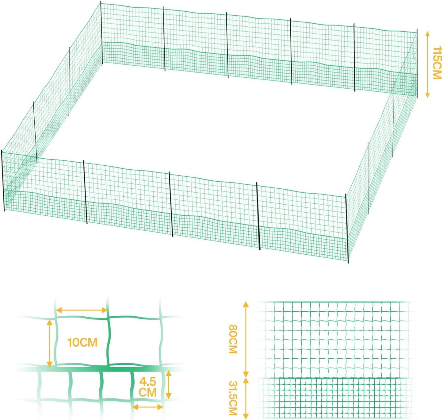 12M Chicken Fence Hen Poultry Coop Farm Runs Mesh Cage Net Habitat Safe House Pen