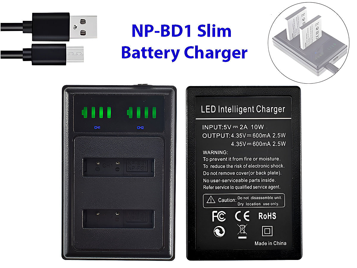 Battery Charger for Sony NP-BD1 NP-FR1 FT1 LCD Slim Battery Charger