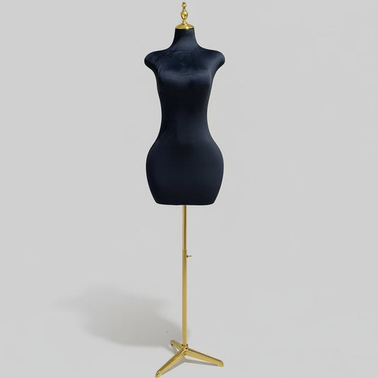 Half Body Female Mannequin Velvet Surface- Black