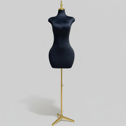 Half Body Female Mannequin Velvet Surface- Black
