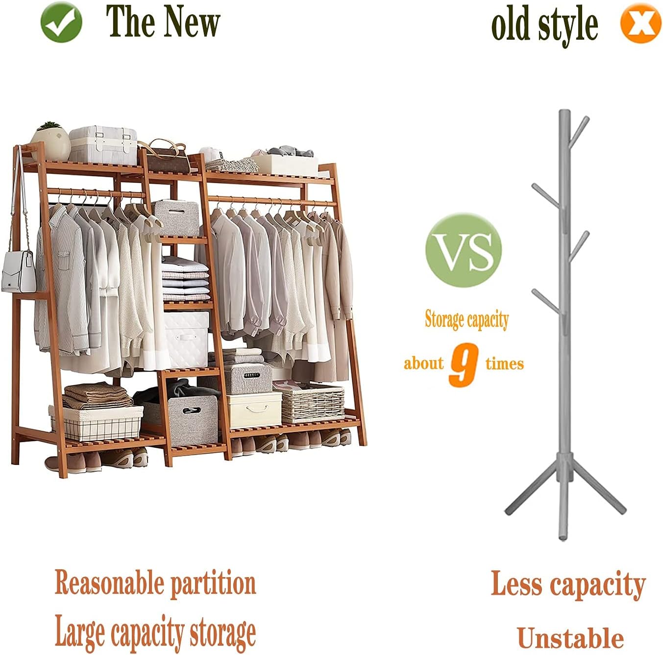 Bamboo Wardrobe Clothes Rack