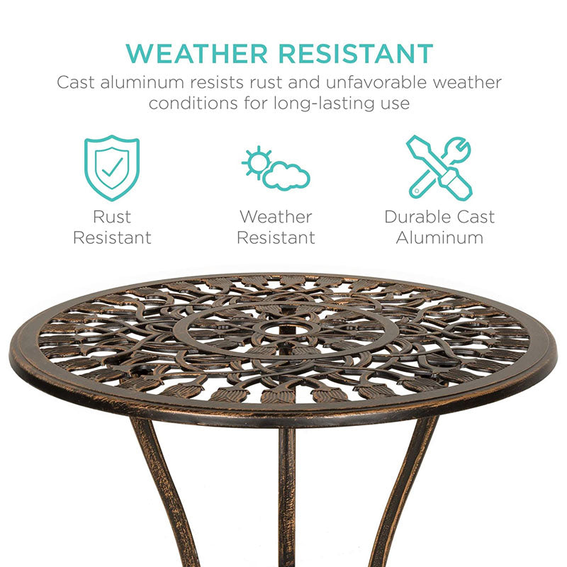 2-Seater Cast Aluminium Bistro Set Patio Furniture Sets