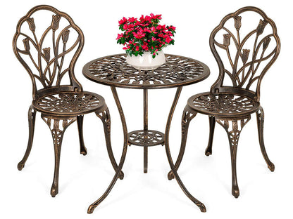 2-Seater Cast Aluminium Bistro Set Patio Furniture Sets