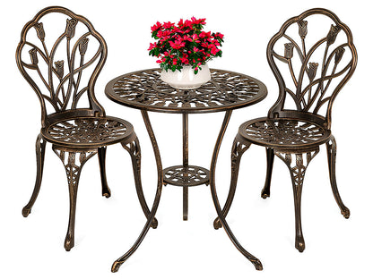 2-Seater Cast Aluminium Bistro Set Patio Furniture Sets