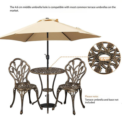 2-Seater Cast Aluminium Bistro Set Patio Furniture Sets