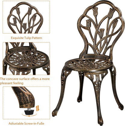 2-Seater Cast Aluminium Bistro Set Patio Furniture Sets