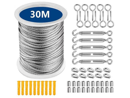 30M Stainless Steel Wire Rope Cable Kit