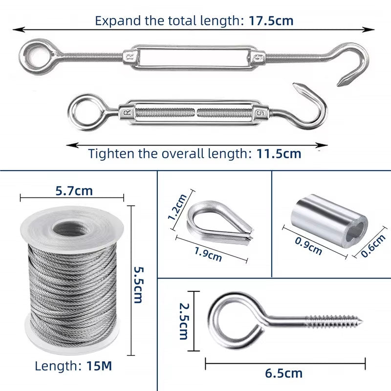 30M Stainless Steel Wire Rope Cable Kit