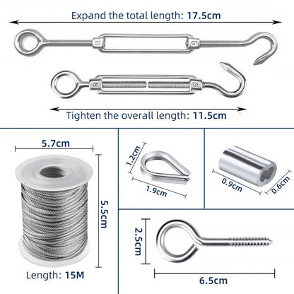30M Stainless Steel Wire Rope Cable Kit
