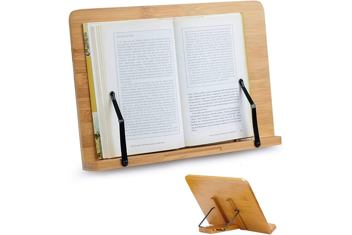Reading Book Stand Adjustable Wooden Bible Holder Bamboo Foldable Rack Tablet