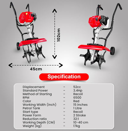 Rotary Hoe Tiller Cultivator 52CC Heavy Duty 2 Stroke