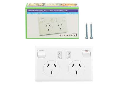 Double Power Point Wall Socket with USB
