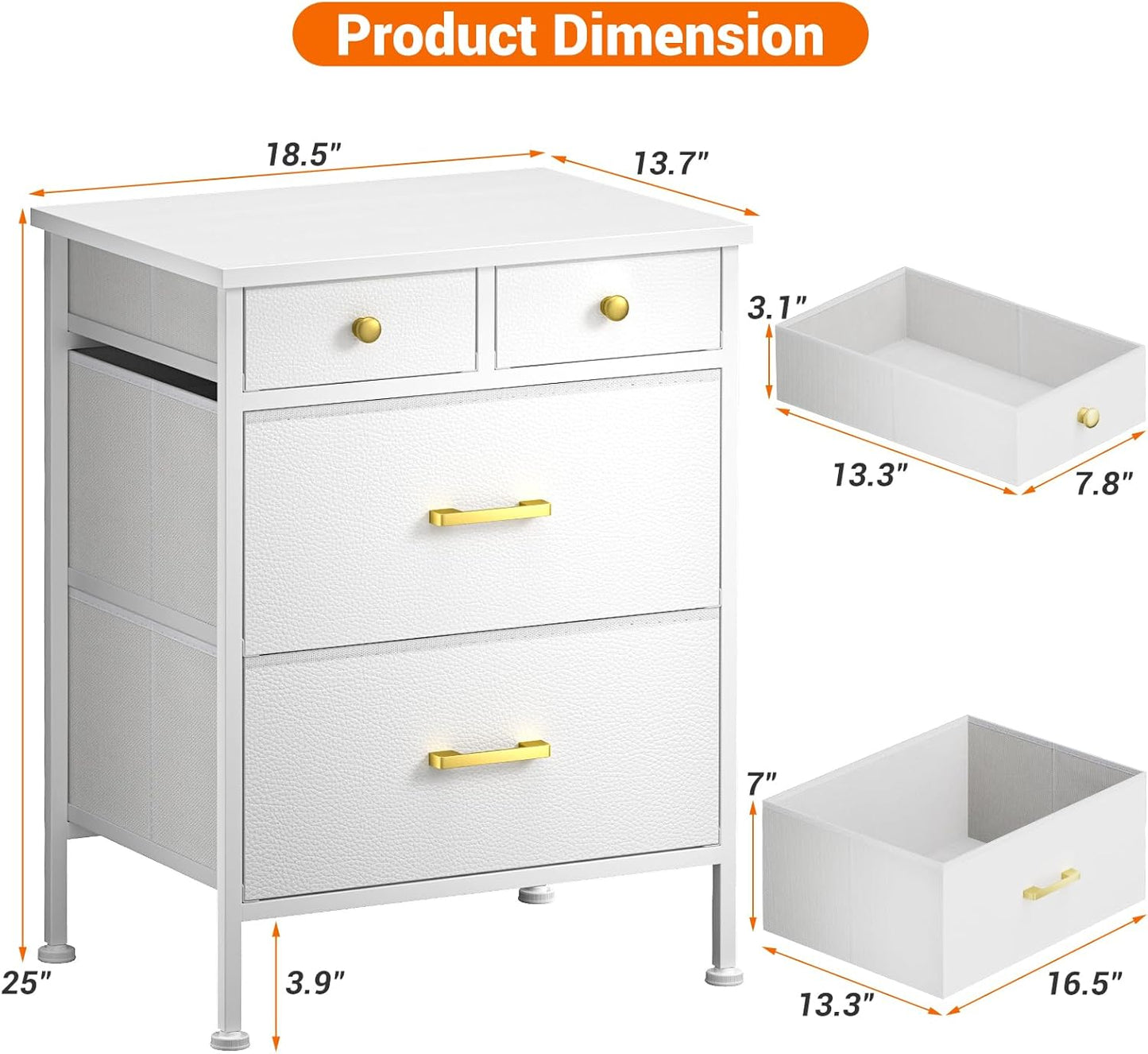 Storage Cabinet White  4 drawers