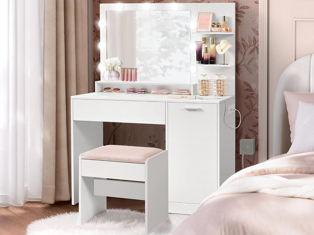 Dressing table with Stool - White