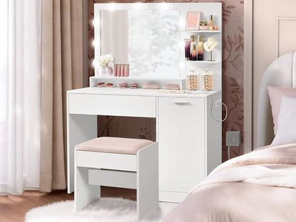 Dressing table with Stool - White