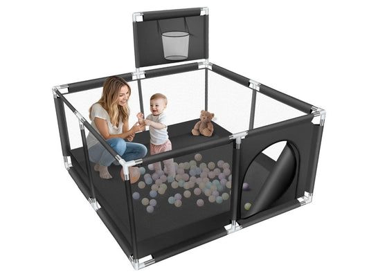 Portable Baby Playpen Fence Gate Wall Fence Barrier Play Gym Mat 125cm