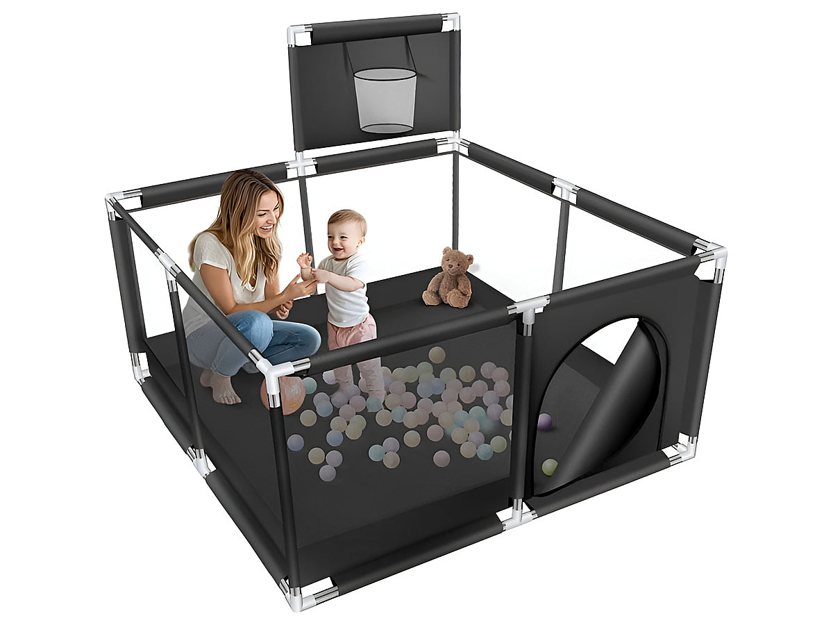 Portable Baby Playpen Fence Gate Wall Fence Barrier Play Gym Mat 125cm
