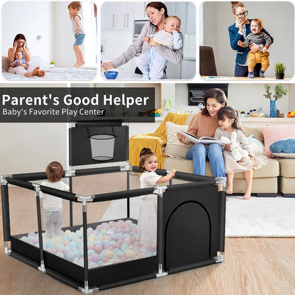 Portable Baby Playpen Fence Gate Wall Fence Barrier Play Gym Mat 125cm