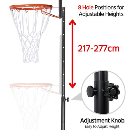 32" Youth Portable Basketball Hoop 7-9ft Adjustable Height Hoop System