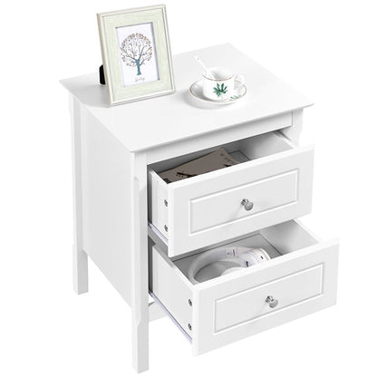 2pcs End Table with 2 Drawers Side Table Nightstand