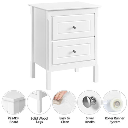 2pcs End Table with 2 Drawers Side Table Nightstand