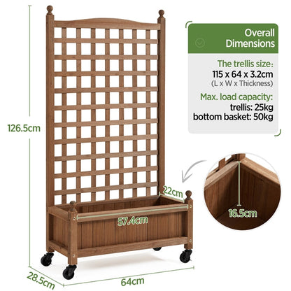 50" H Raised Garden Bed with Trellis planter Box for Vine Climbing Plant
