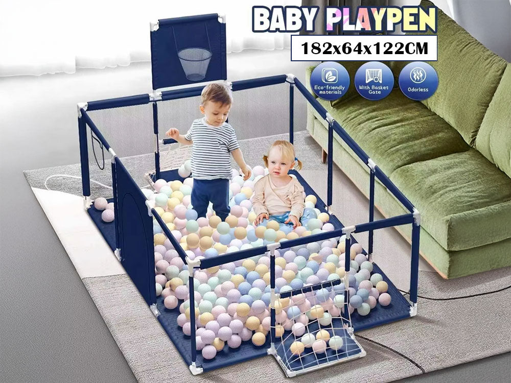 Portable Baby Playpen Fence Gate Wall Fence Barrier PlayPen 182cm