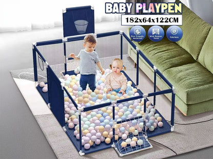 Portable Baby Playpen Fence Gate Wall Fence Barrier PlayPen 182cm