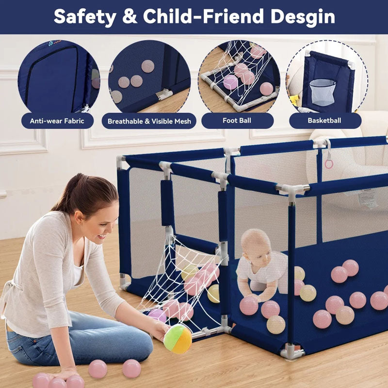 Portable Baby Playpen Fence Gate Wall Fence Barrier PlayPen 182cm
