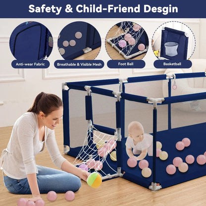 Portable Baby Playpen Fence Gate Wall Fence Barrier PlayPen 182cm