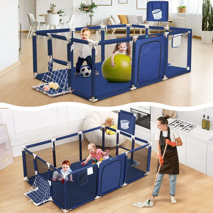 Portable Baby Playpen Fence Gate Wall Fence Barrier PlayPen 182cm